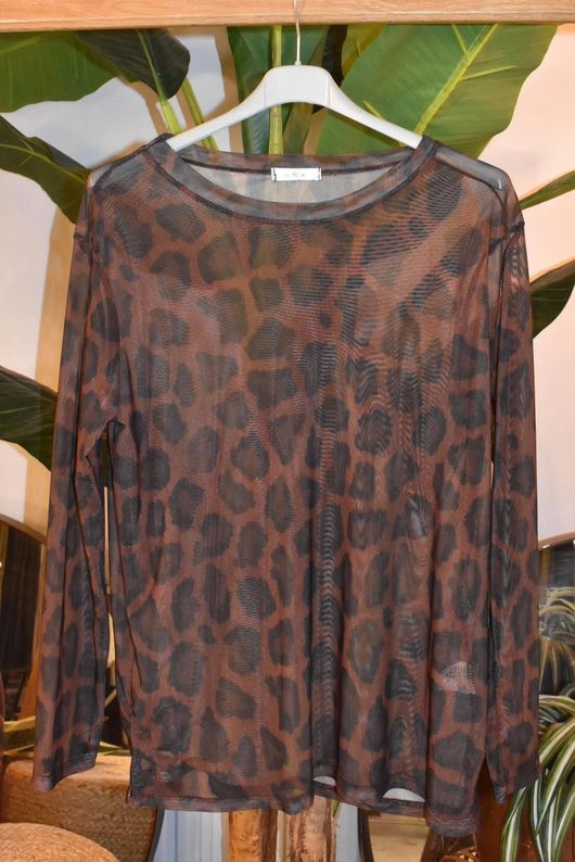 Bobby Mesh Layering Top Aliyah Leopard Russet